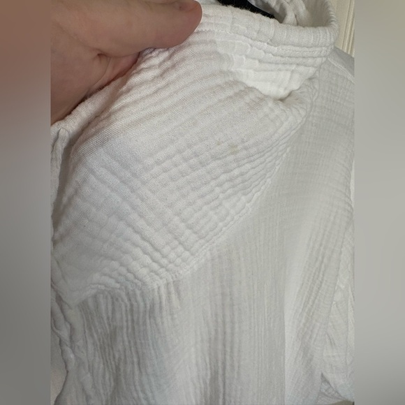 Pure Jill White Textured Cotton Pullover – Size 3X – Beachy Funnel Neck Tunic - Picture 7 of 12